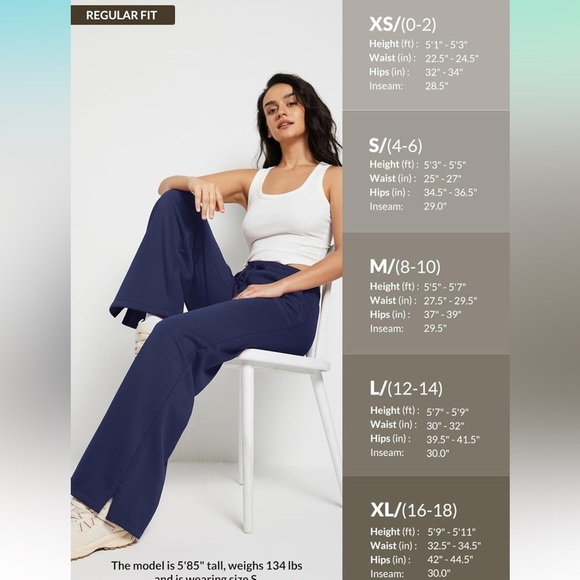 BALEAF Navy Fleece Lined Straight Sweatpants with pockets size small NEW - Picture 2 of 9